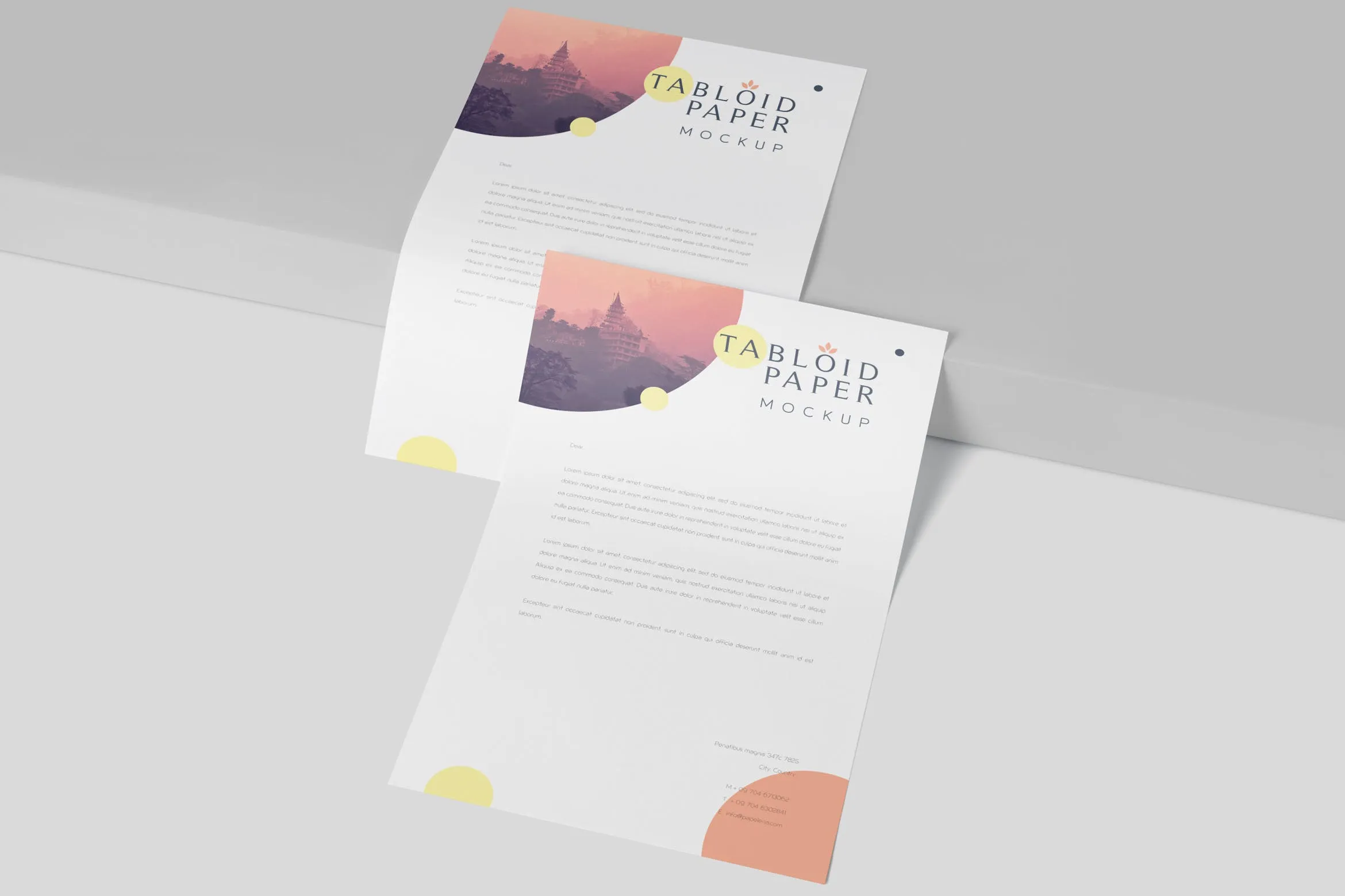 简报/企业信纸/小报印刷效果图样机 Tabloid Paper Mockup#8211; 11#215;17 Inch