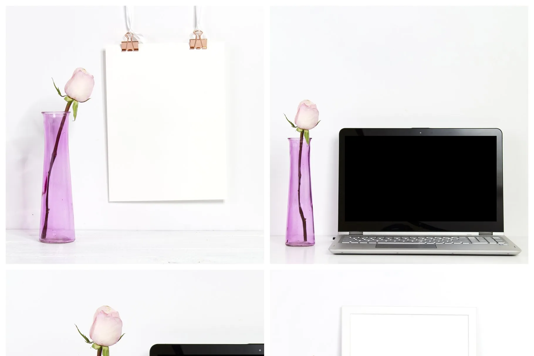 玫瑰花配图照片展示样机 Rose Mockup Bundle (5 Images)插图(1)