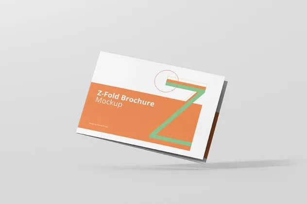 横向三折页菜单/广告册子样机模板 Z-Fold Brochure Mockup – Landscape Din A4 A5 A6插图(5)