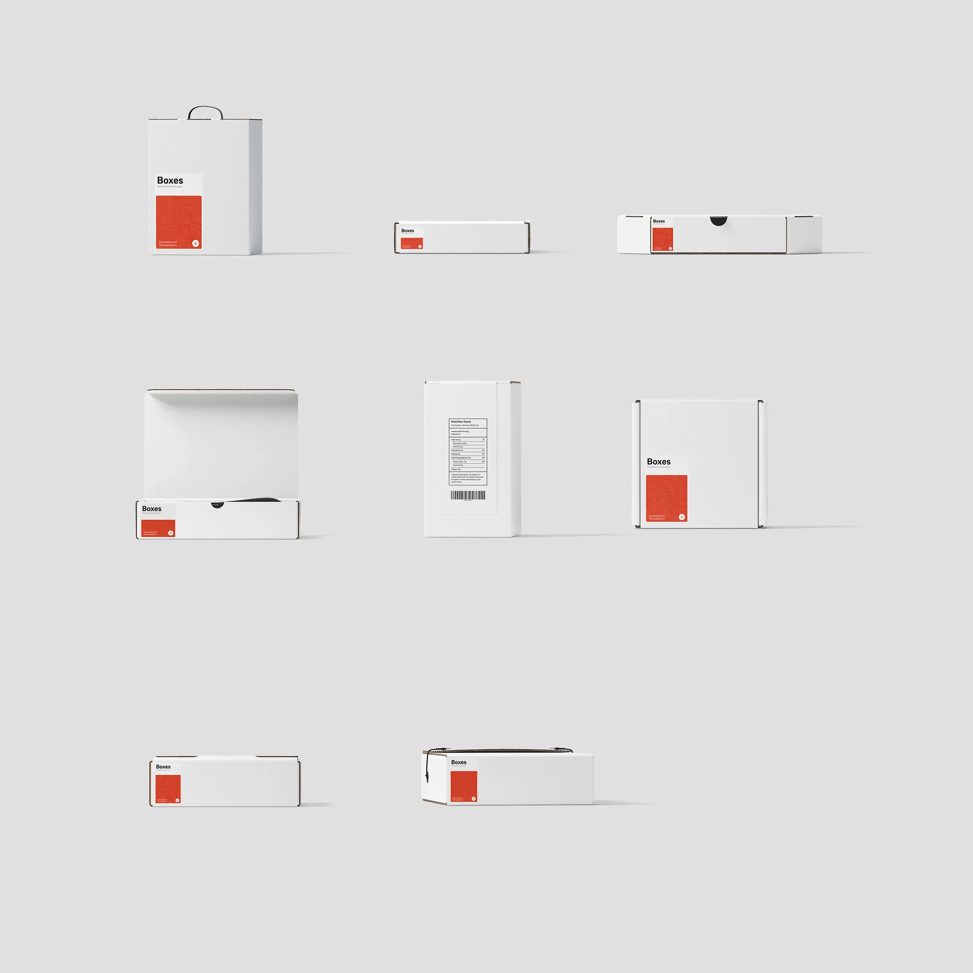 各式各样的牛皮纸硬纸板包装盒子样机81 Box Mockups