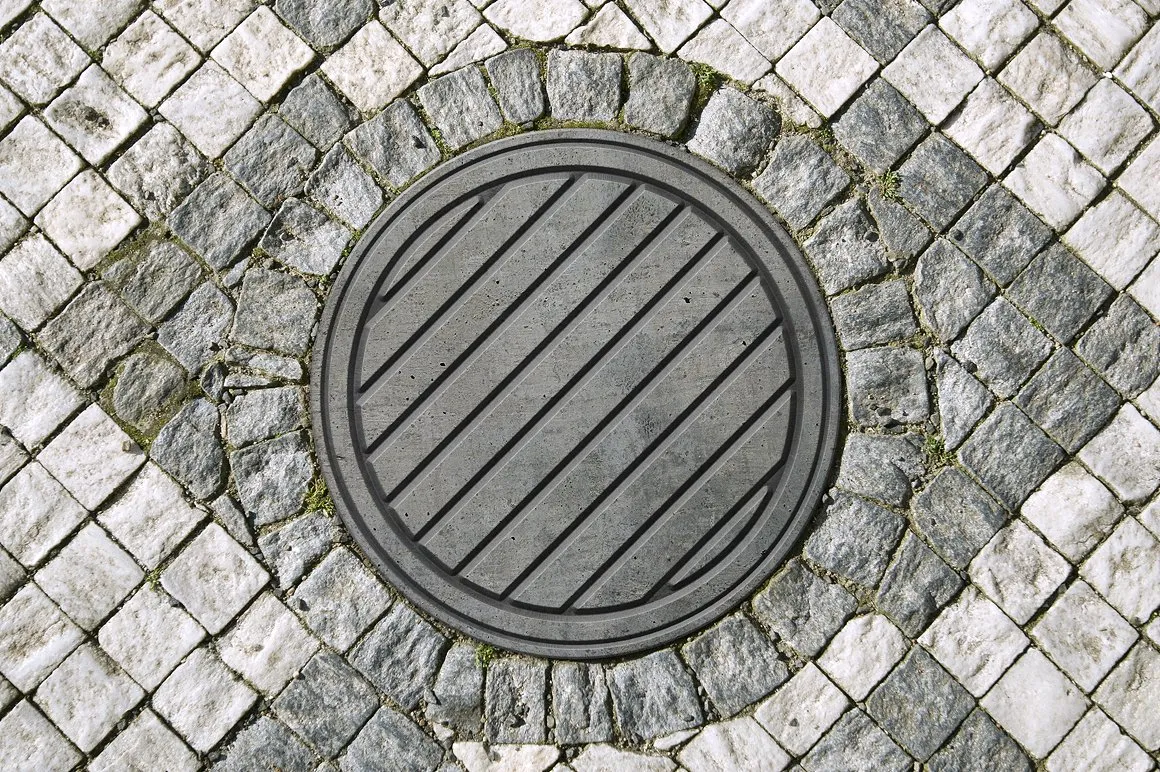 3D 立体下水道沙井盖 Logo 样机模板 3D sewer hatch & logo mock-up插图(5)