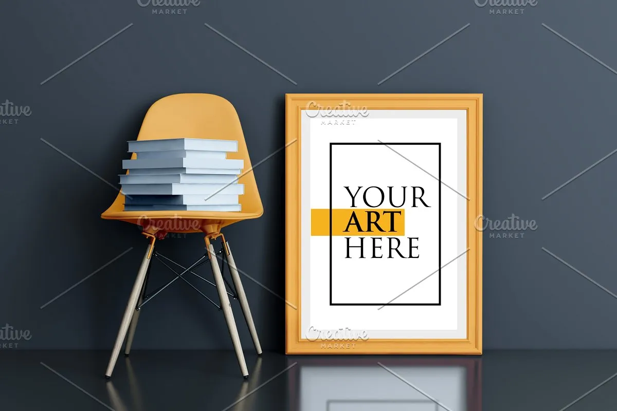多彩的画框&椅子场景样机展示模板插图(14)