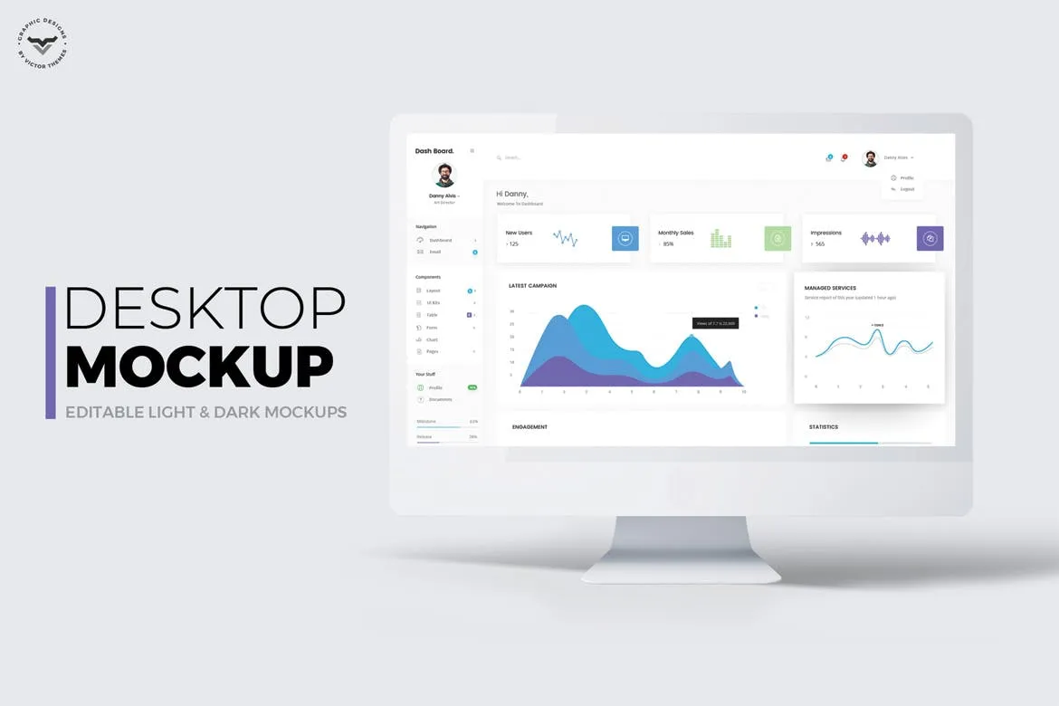酷黑一体机电脑Web设计屏幕演示素材库精选样机 Desktop Mockups插图(1)