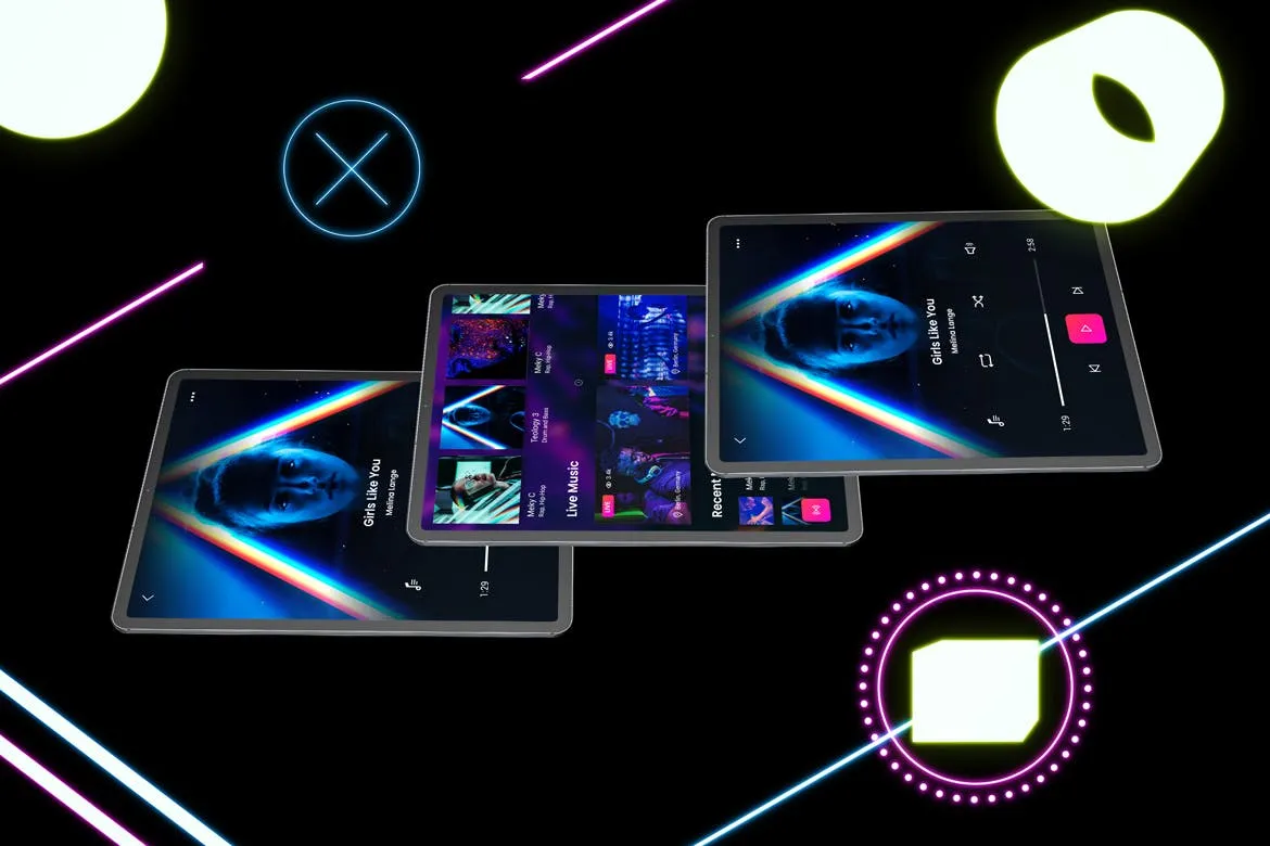 iPad Pro第三方设计屏幕预览样机模板 Neon iPad Pro Mockup插图(5)