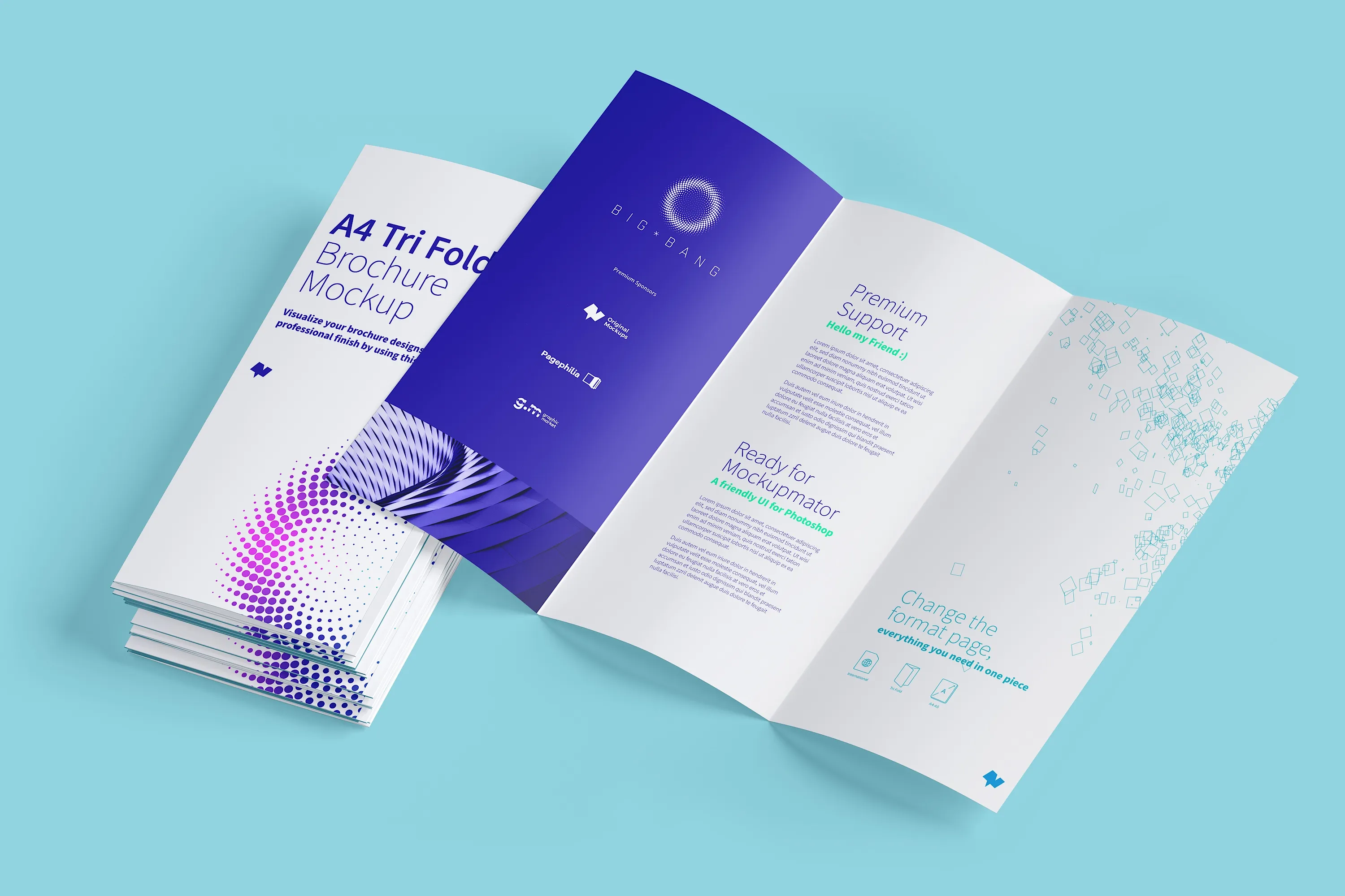 A4纸张大小三折小册子传单设计样机08 A4 Trifold Brochure Mockup 08插图(3)