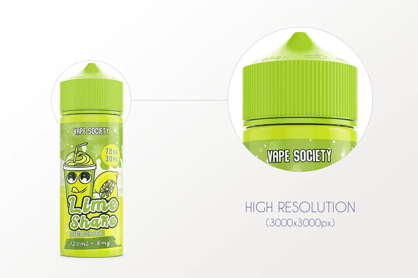 电子烟水果味烟油瓶外观设计样机模板 eLiquid Bottle Mockup v 120ml-A插图(4)