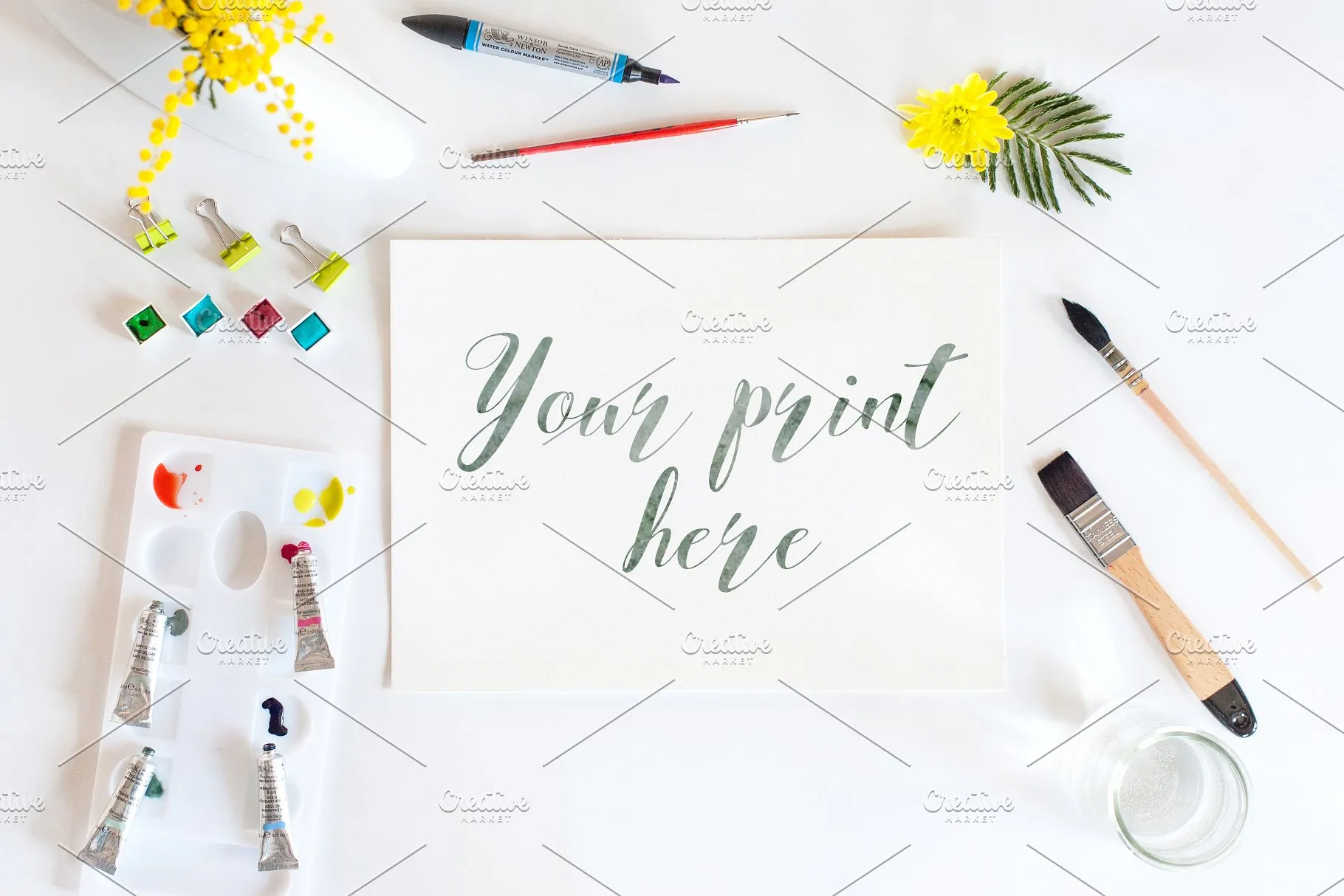 春意盎然场景样机模板合集 Set of 6 Mockups spring watercolor插图(4)