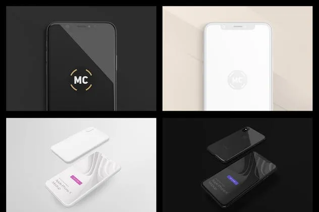 黑色iPhone X设备UI设计展示样机套装 iPhone X Mockup Set插图(3)