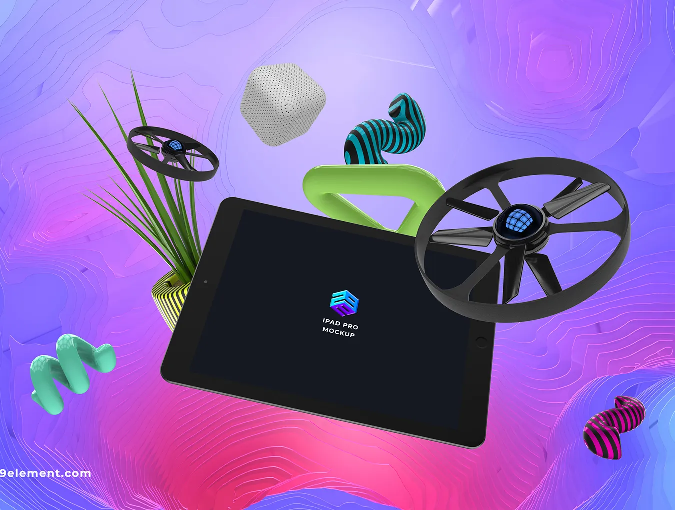 无人机与手机展示创意场景样机下载 [PSD]插图(3)