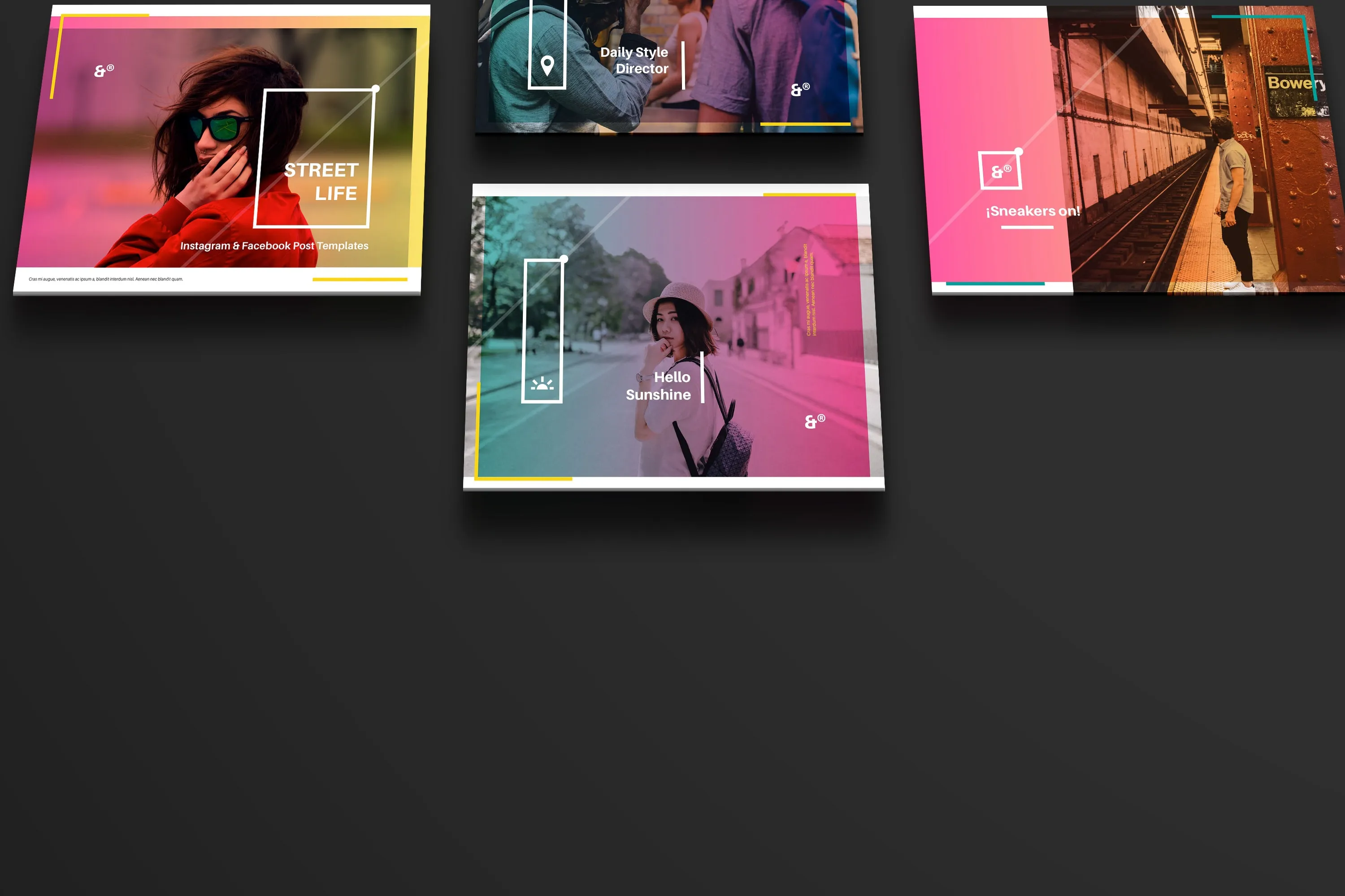 设计媒体创意设计效果图预览等距网格样机模板02 Landscape Perspective Mockup 02插图(3)
