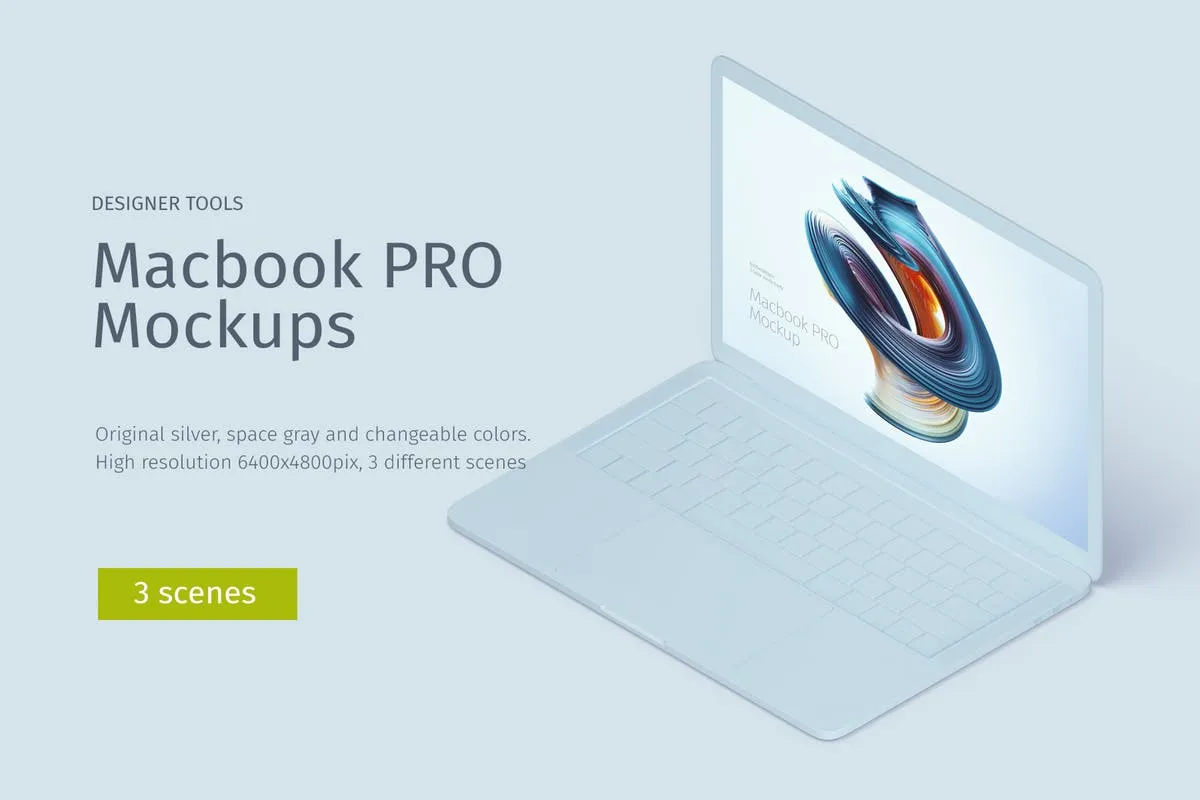 MacBook Pro等距创意样机模板 Macbook PRO Isometric Creative Mockup