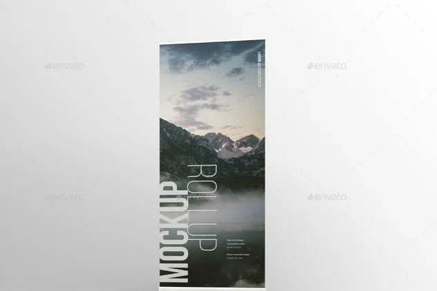 垂直卷帘画海报样机模板 Rollup Mockup插图(7)