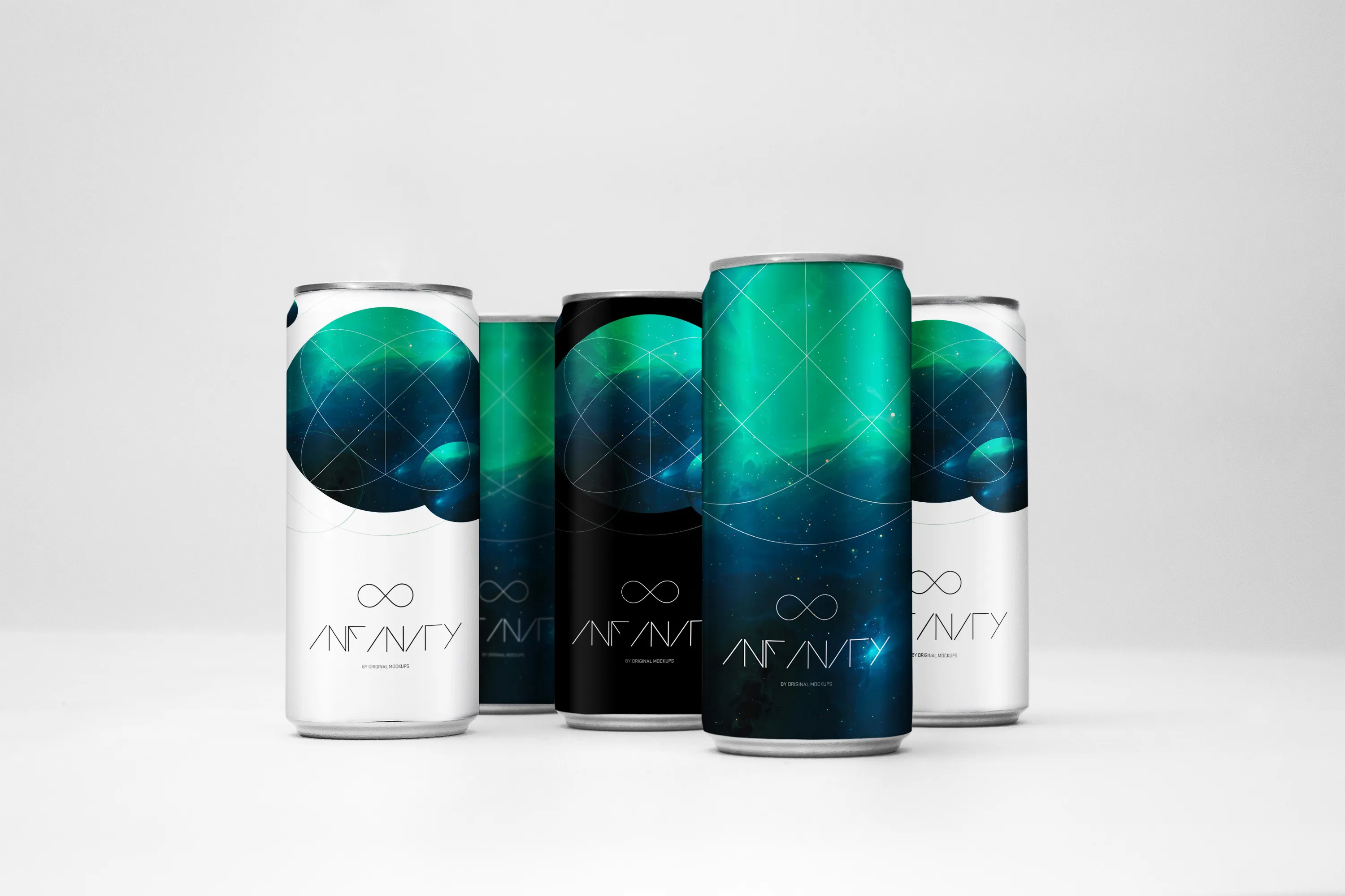饮料易拉罐罐头外观设计效果图样机4 Sleek Cans Mockup 4插图