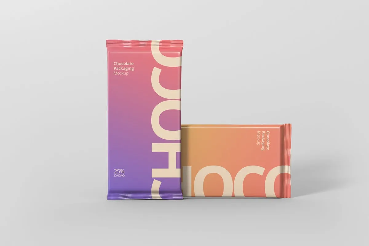 巧克力铝箔包装设计样机 Foil Chocolate Packaging Mockup插图