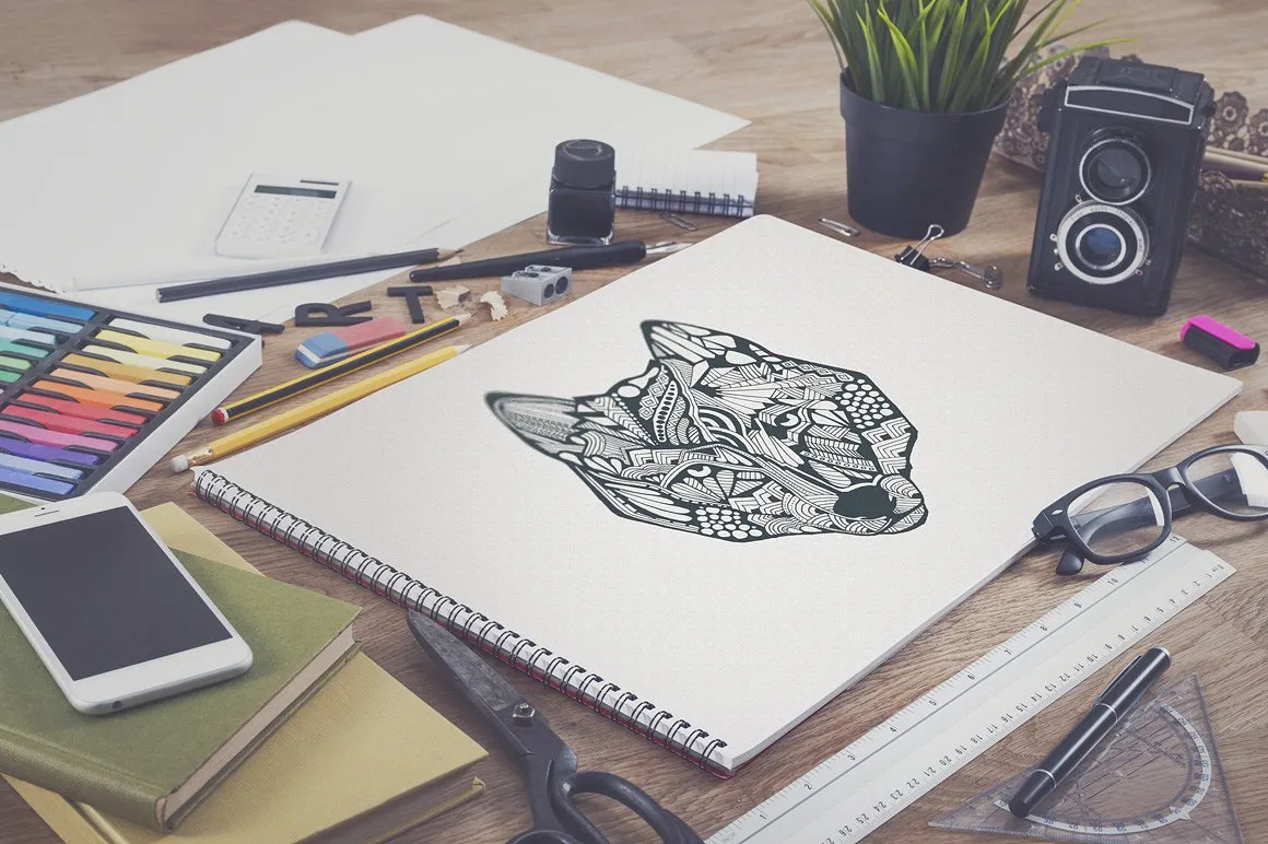 写生素描绘画作品展示样机 Sketchbook mock up set插图(6)