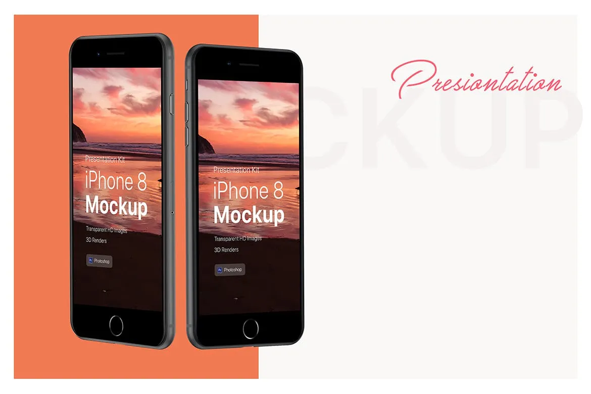 APP界面设计截图预览iPhone 8手机样机模板v3 Presentation Kit – iPhone showcase Mockup插图(2)