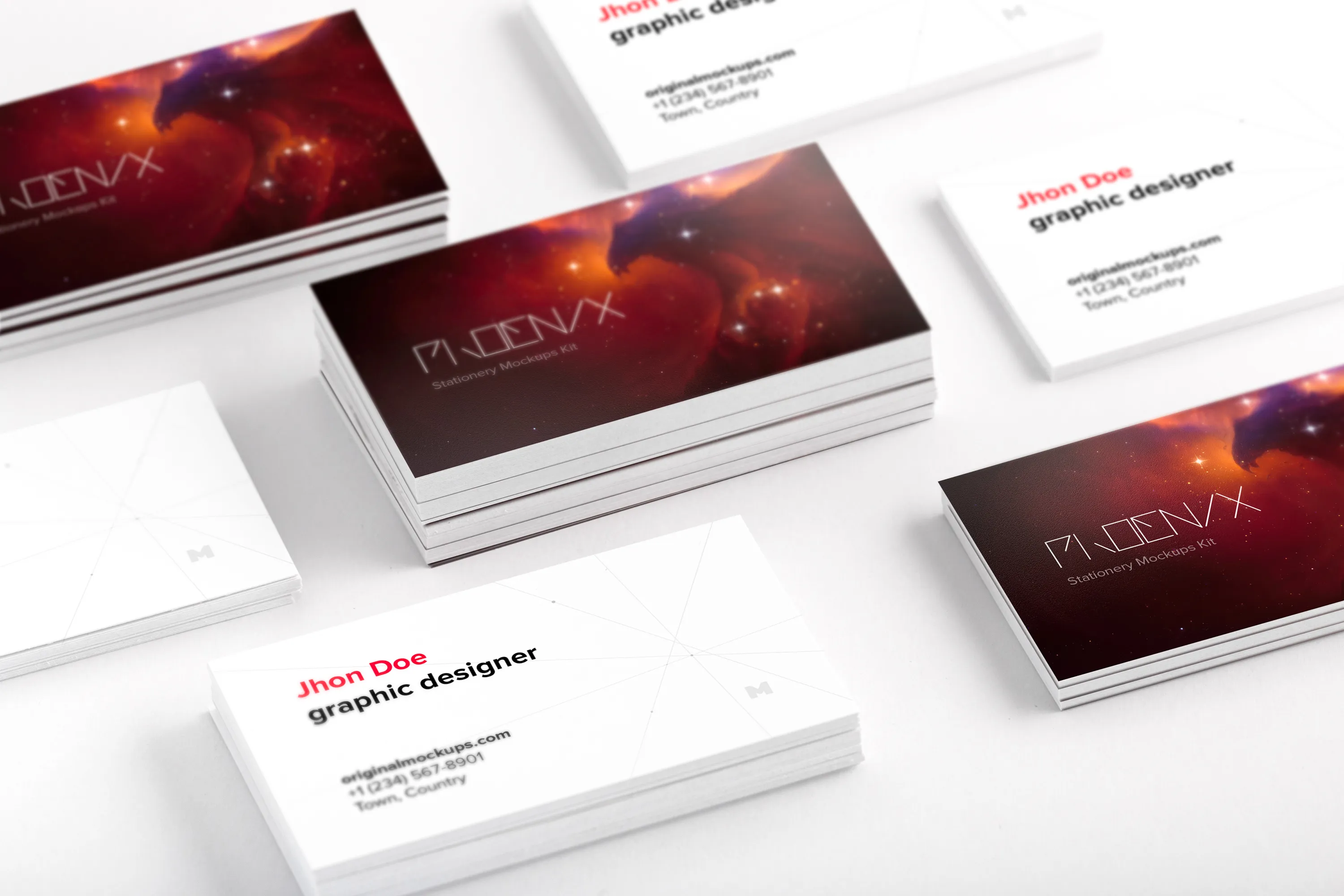 企业名片正反面设计效果图预览样机02 Business Cards Mockup 02插图