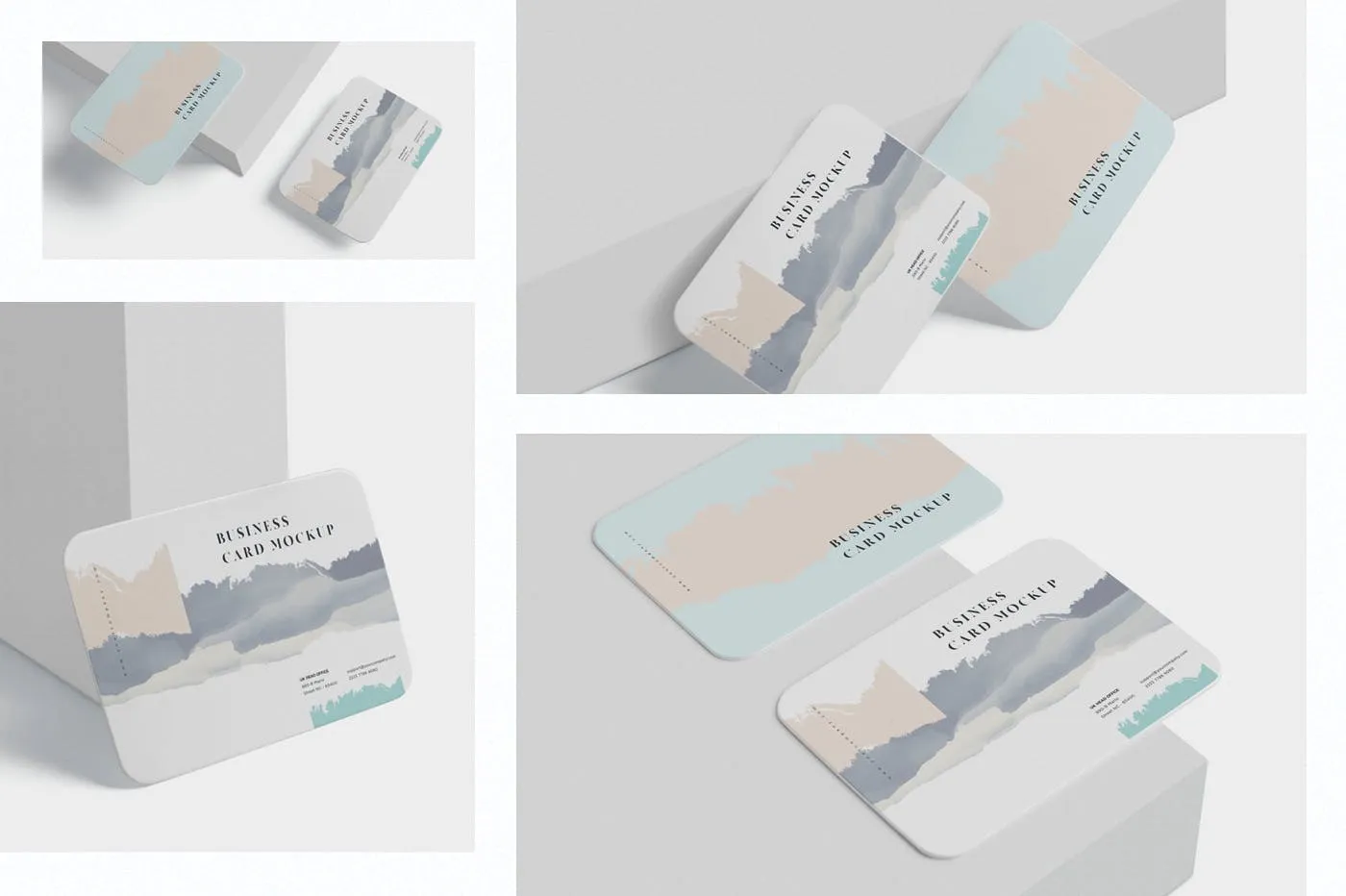 圆角名片设计桌面摆放效果图样机模板 Business Card Mockup Round Corners插图(1)