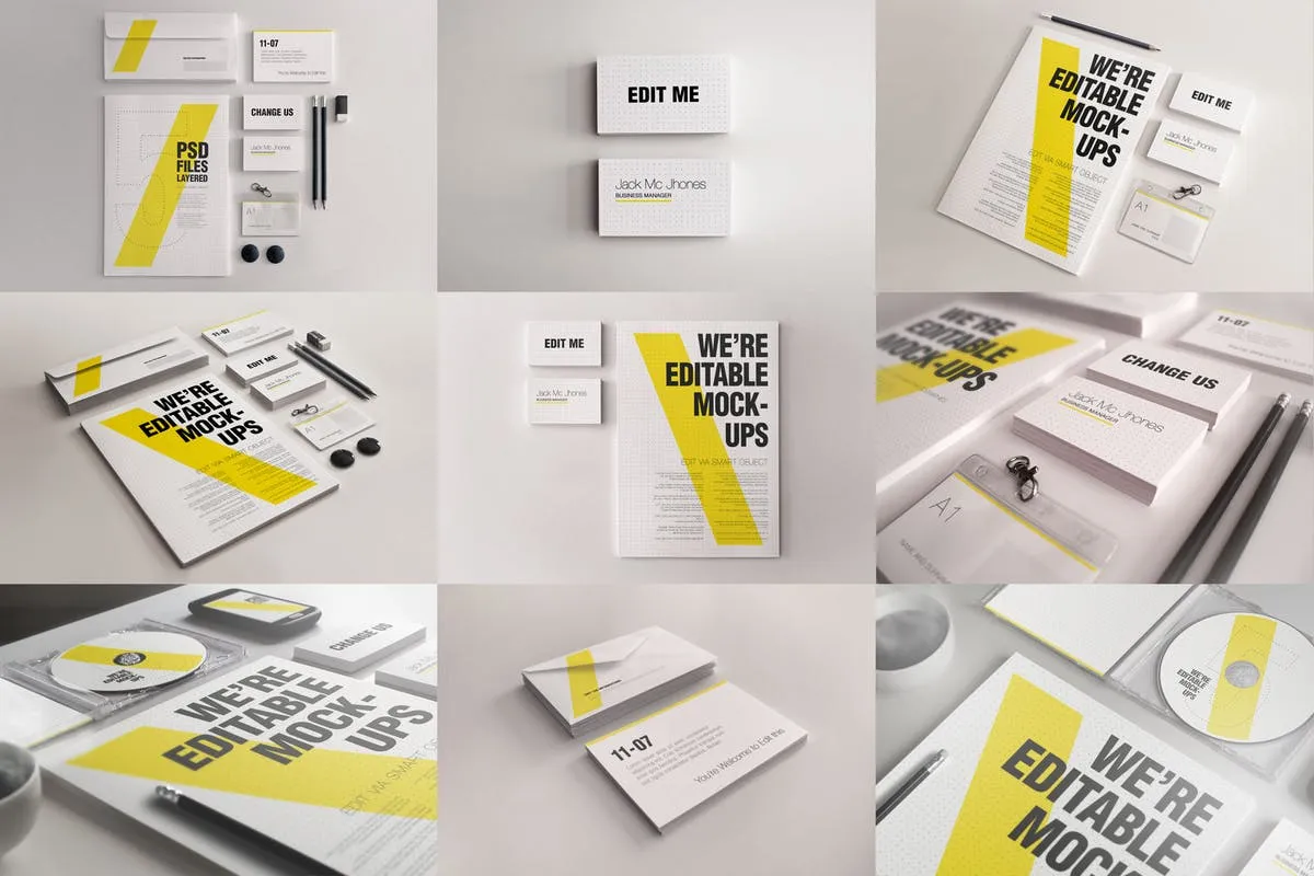 简约优雅企业文具套装样机模板 Elegant Mock-ups Bundle#8211; Business Corporate ID