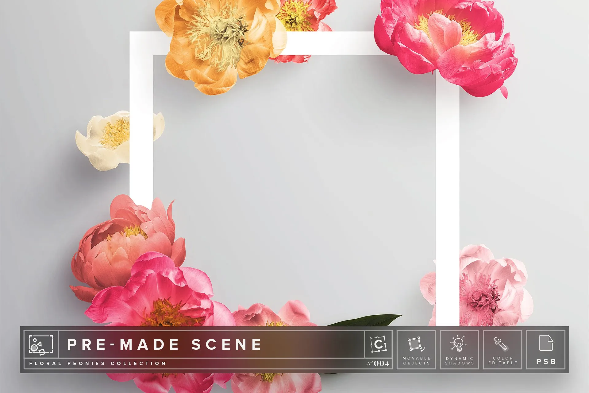 牡丹花花卉场景样机 Floral Peonies Mockup Scene #004插图