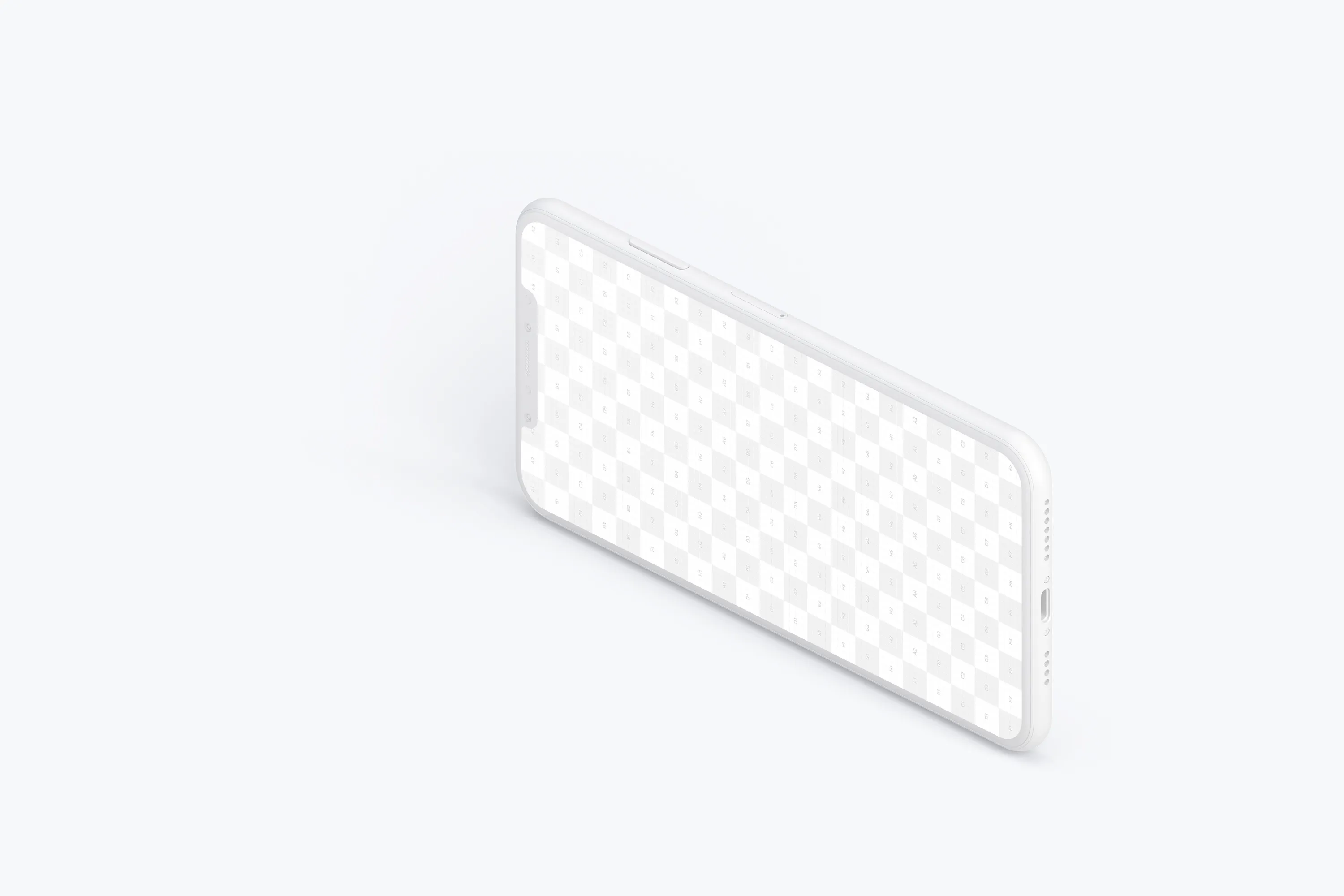 iPhone XS Max智能手机屏幕界面效果预览右视图样机03 Isometric Clay iPhone XS Max Mockup, Right View 03插图(1)