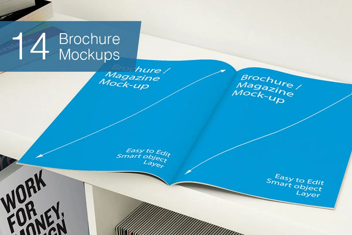 A4杂志宣传册印刷品样机 Brochure Mockups#8211; 14 poses