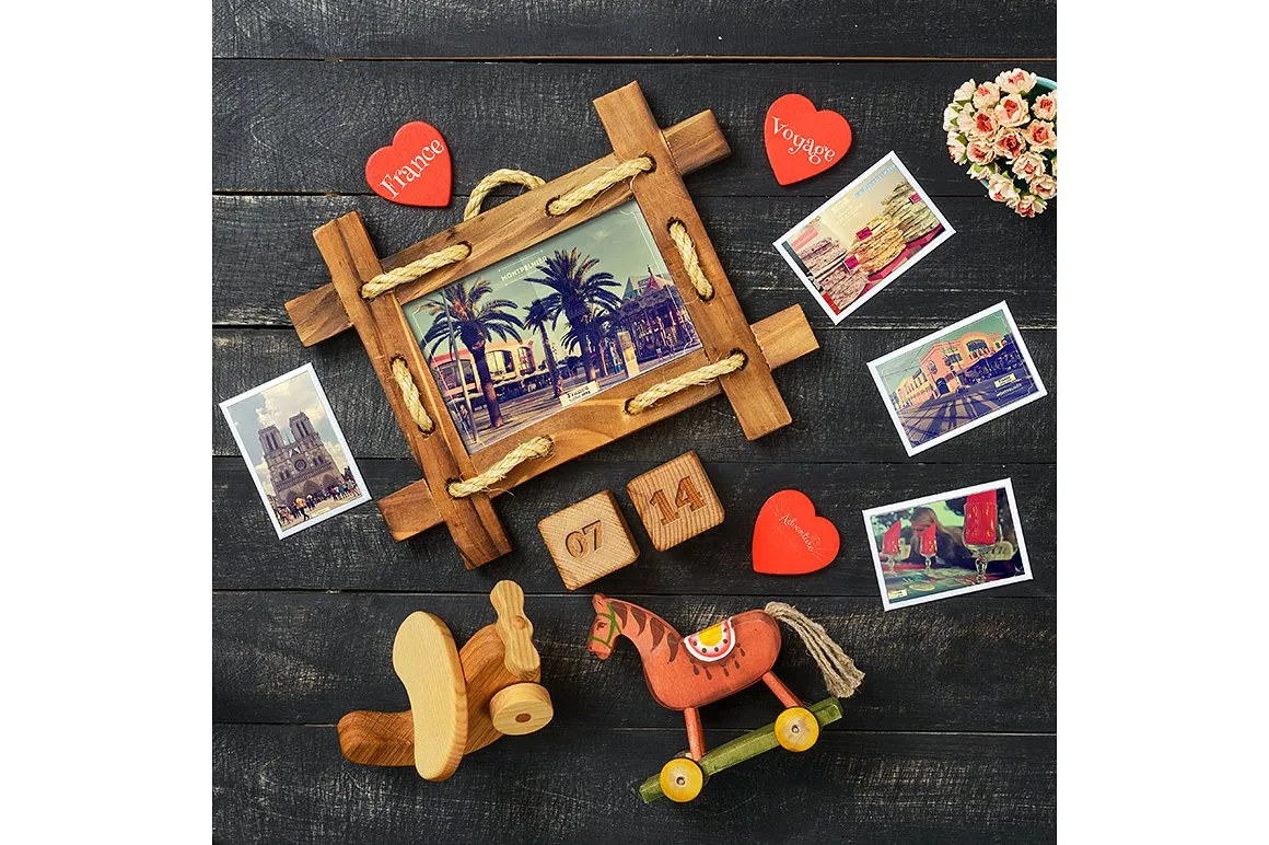 旅行主题照片卡样机 Travel Theme Styled Mockup插图(3)