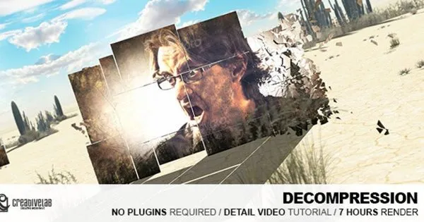 好莱坞电影碎片散落特效像素设计精选AE模板 Decompression