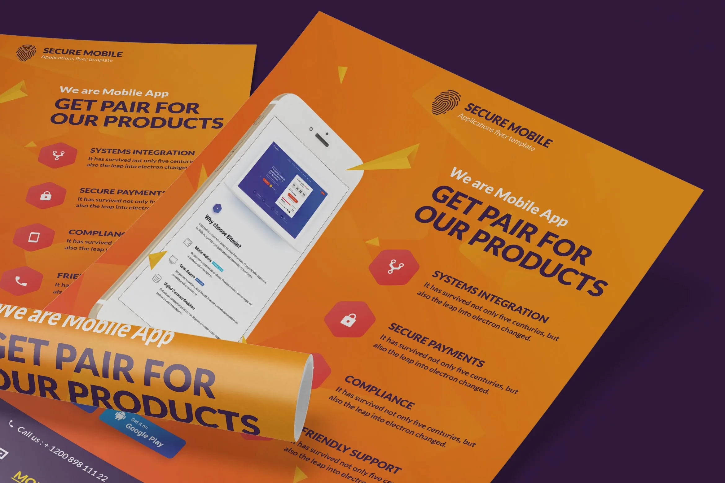 手机APP应用推广海报设计模板 Mobile Application Poster