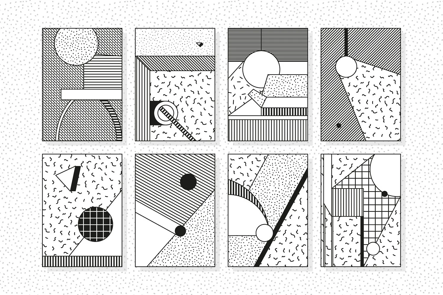 302幅手绘特色孟菲斯风格矢量插图+元素+模式下载插图(9)