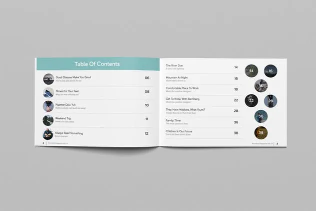 横向规格时尚摄影杂志画册设计 Rounded Landscape Magazine插图(1)