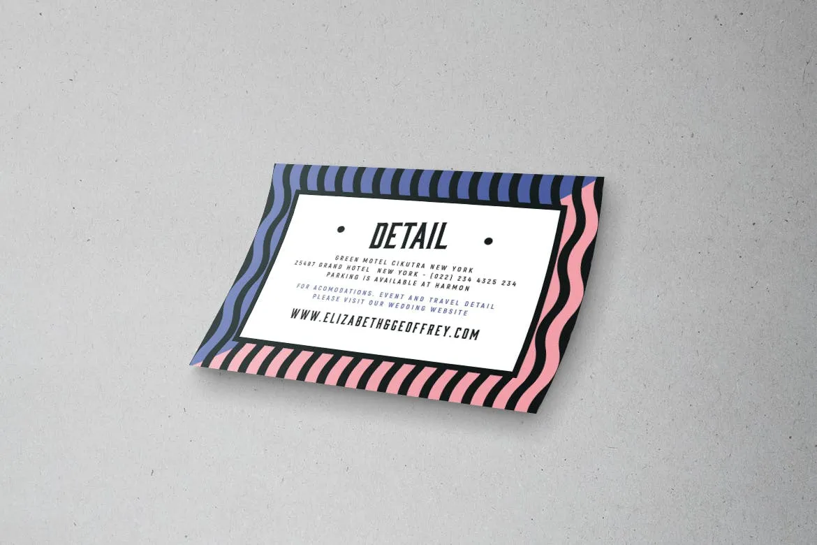 孟菲斯设计风格婚礼邀请函设计套装 Memphis Wedding Invitation Set插图(4)