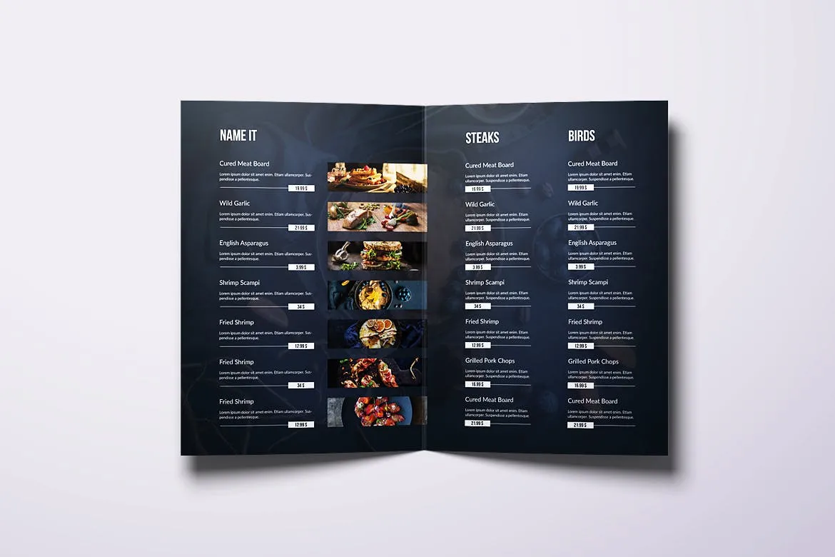 A4&美国信纸尺寸餐厅折页点餐菜牌设计模板 Fresh Minimal Bifold A4 & US Letter Food Menu插图(2)