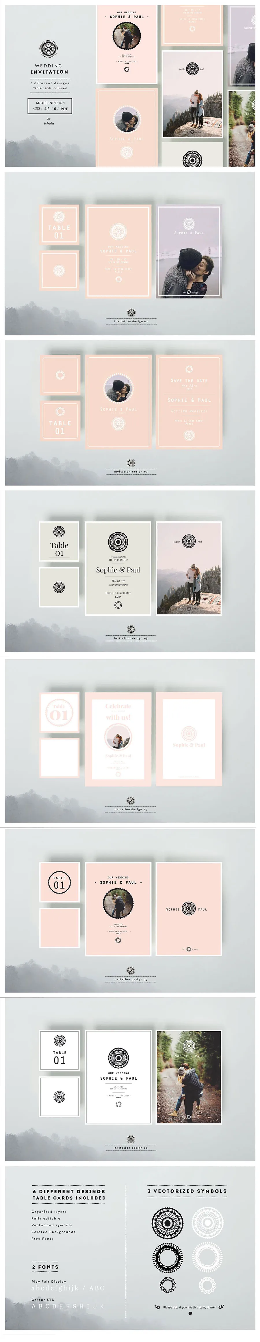 不一样的大气简约风格的婚礼邀请函模版下载[indd]