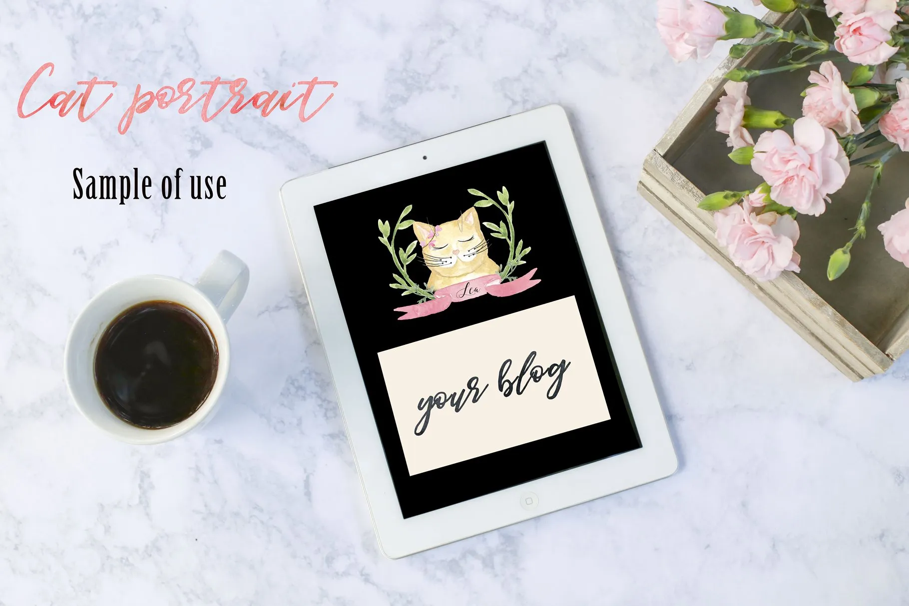 可爱猫猫水彩插画 Cat portrait creator. Watercolors.插图(5)