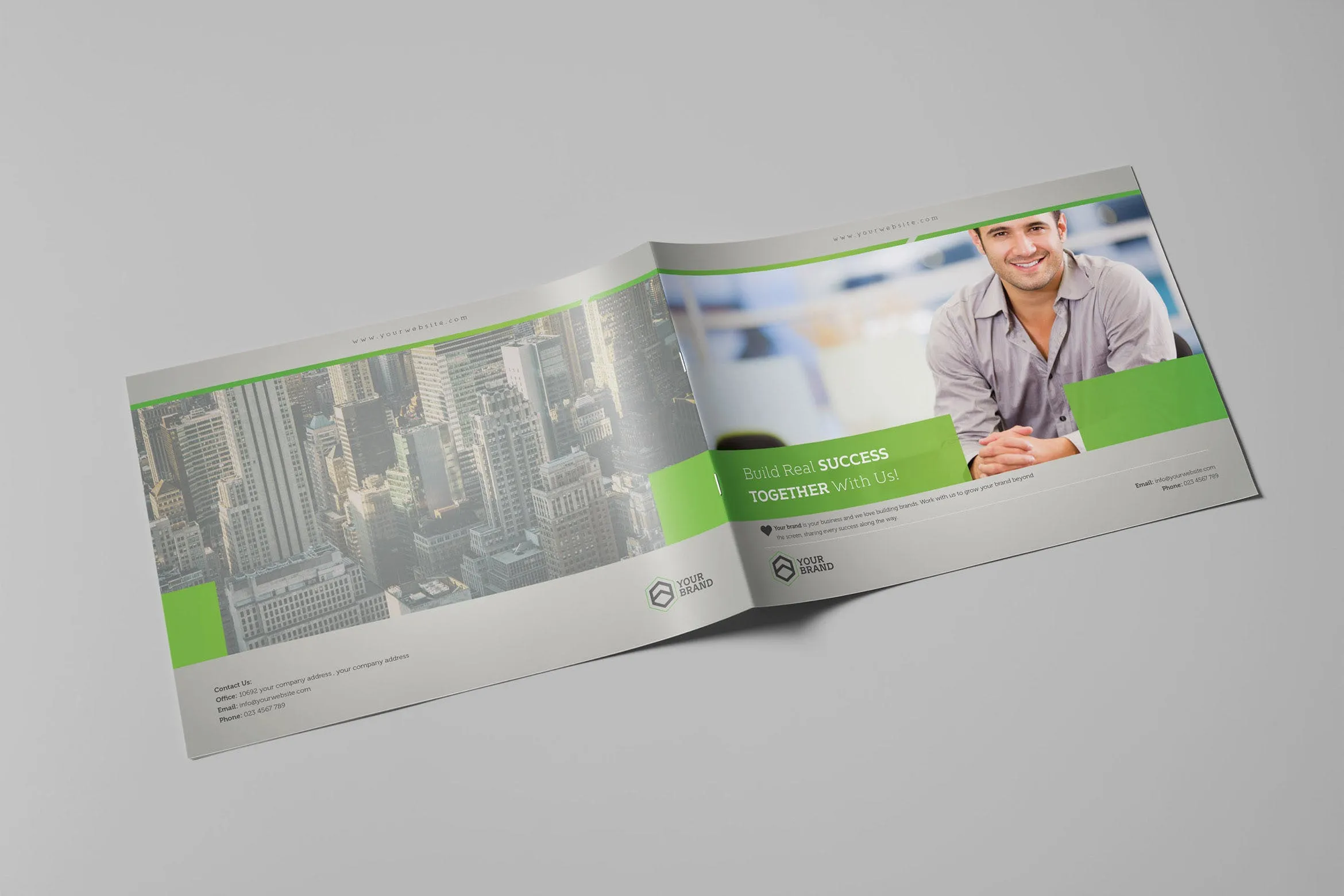 横版公司/企业画册设计设计模板 LIght Business Landscape Brochure