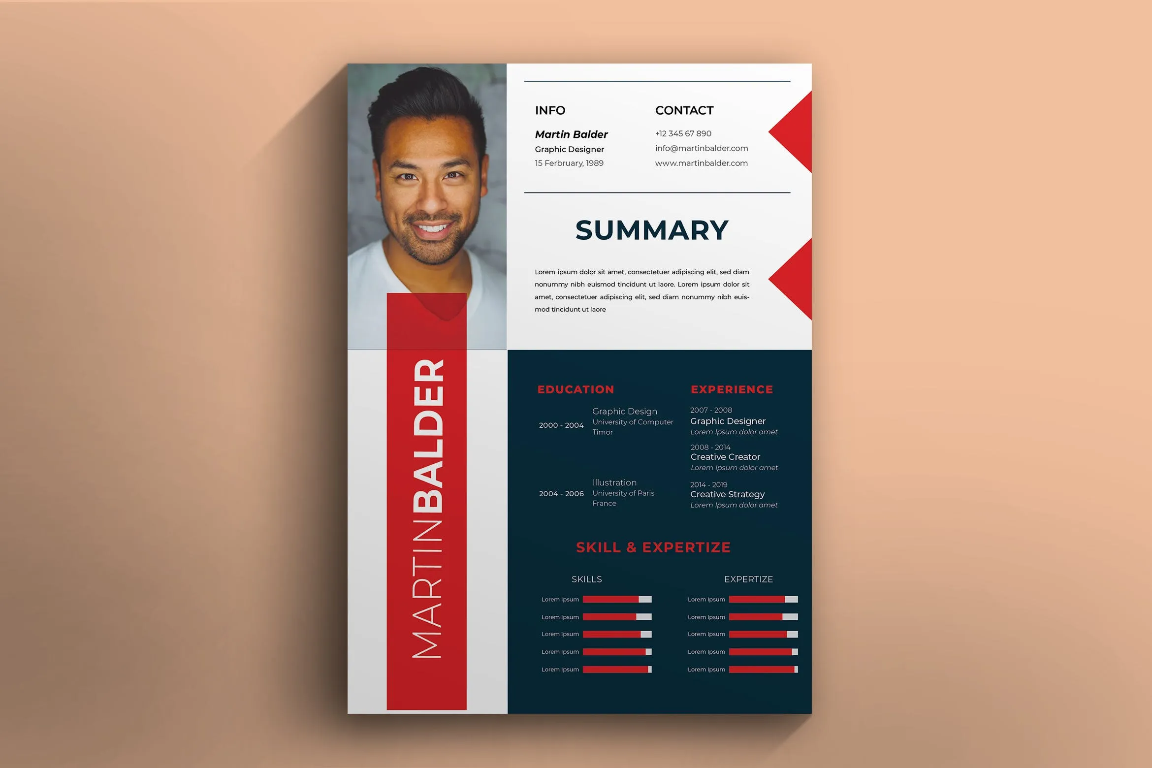 创意红色配色风格履历表设计模板v79 Cv / Resume Vol. 79插图