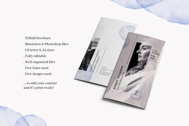 三折页时尚品牌宣传册PSD模板 Trifold fashion brochure插图(1)