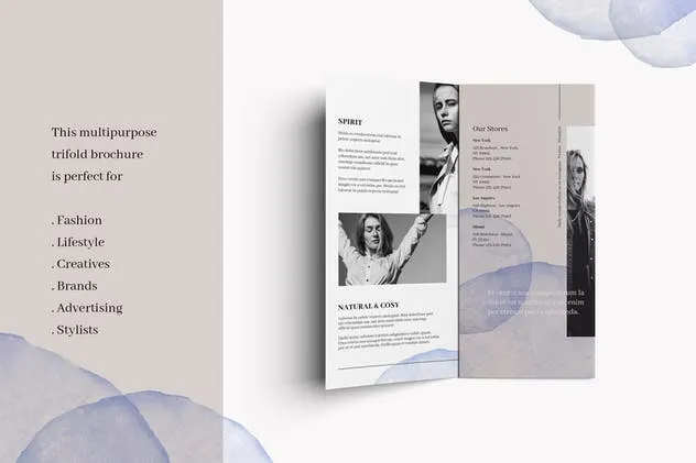 三折页时尚品牌宣传册PSD模板 Trifold fashion brochure插图(5)