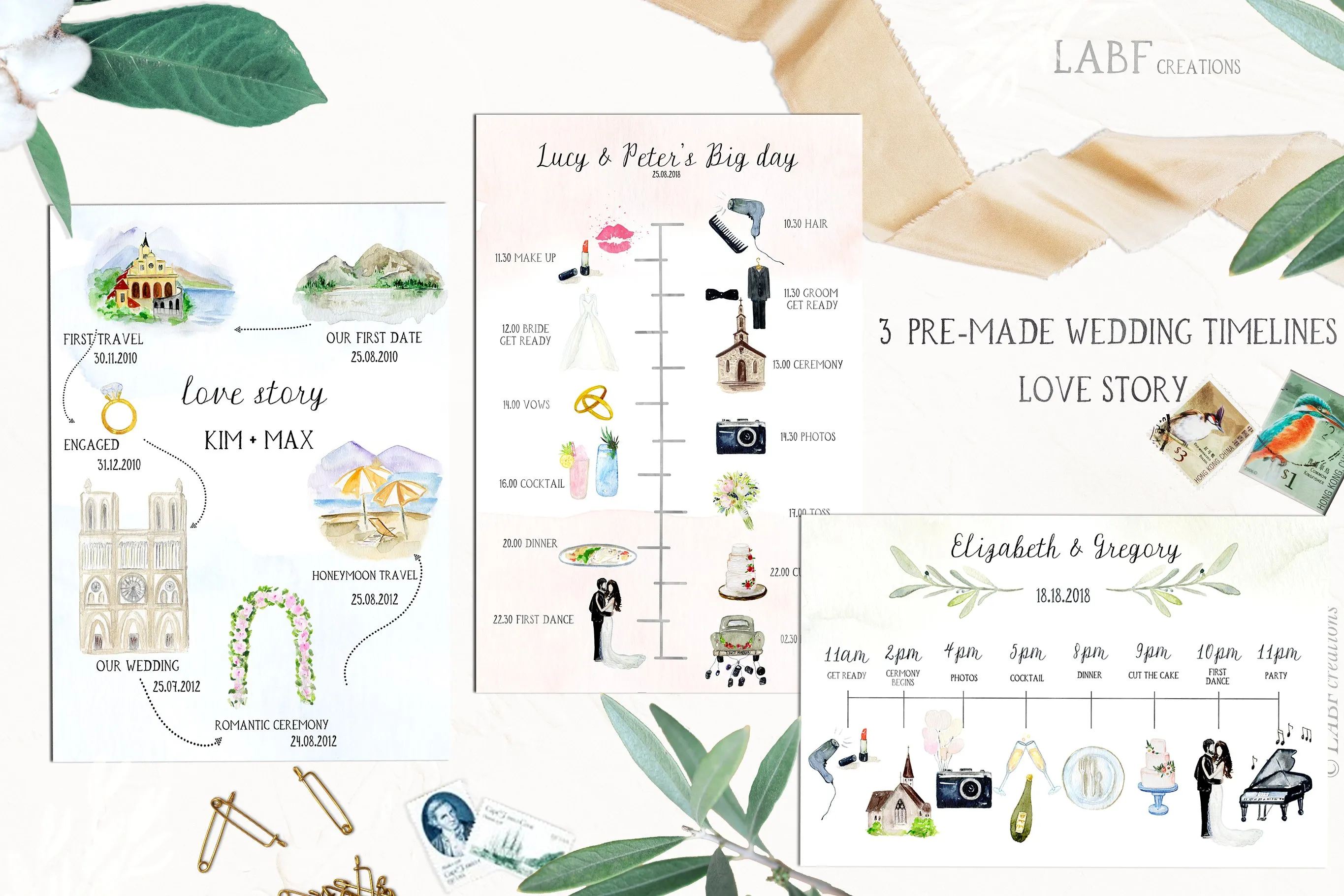 浪漫婚礼时间轴&故事设计素材 Wedding timeline & story creator插图(1)