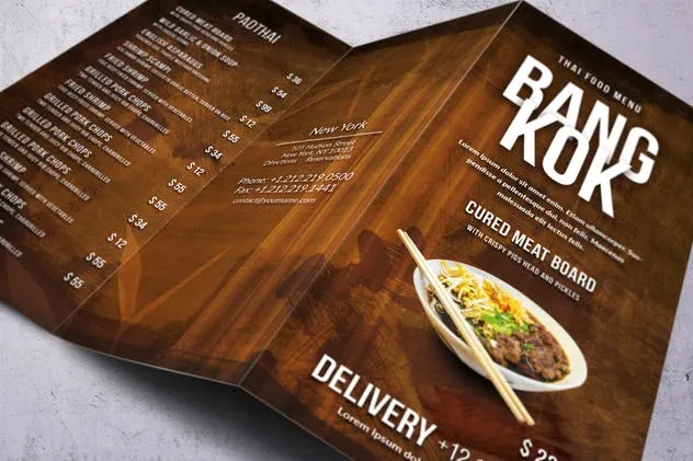 泰国菜餐厅三折页菜单设计模板 Thai Trifold A4 and US Letter Menu插图(5)