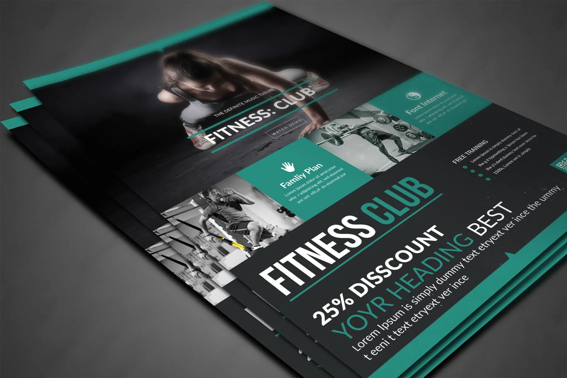 健身俱乐部宣传传单设计模板 Fitness Flyer插图(2)