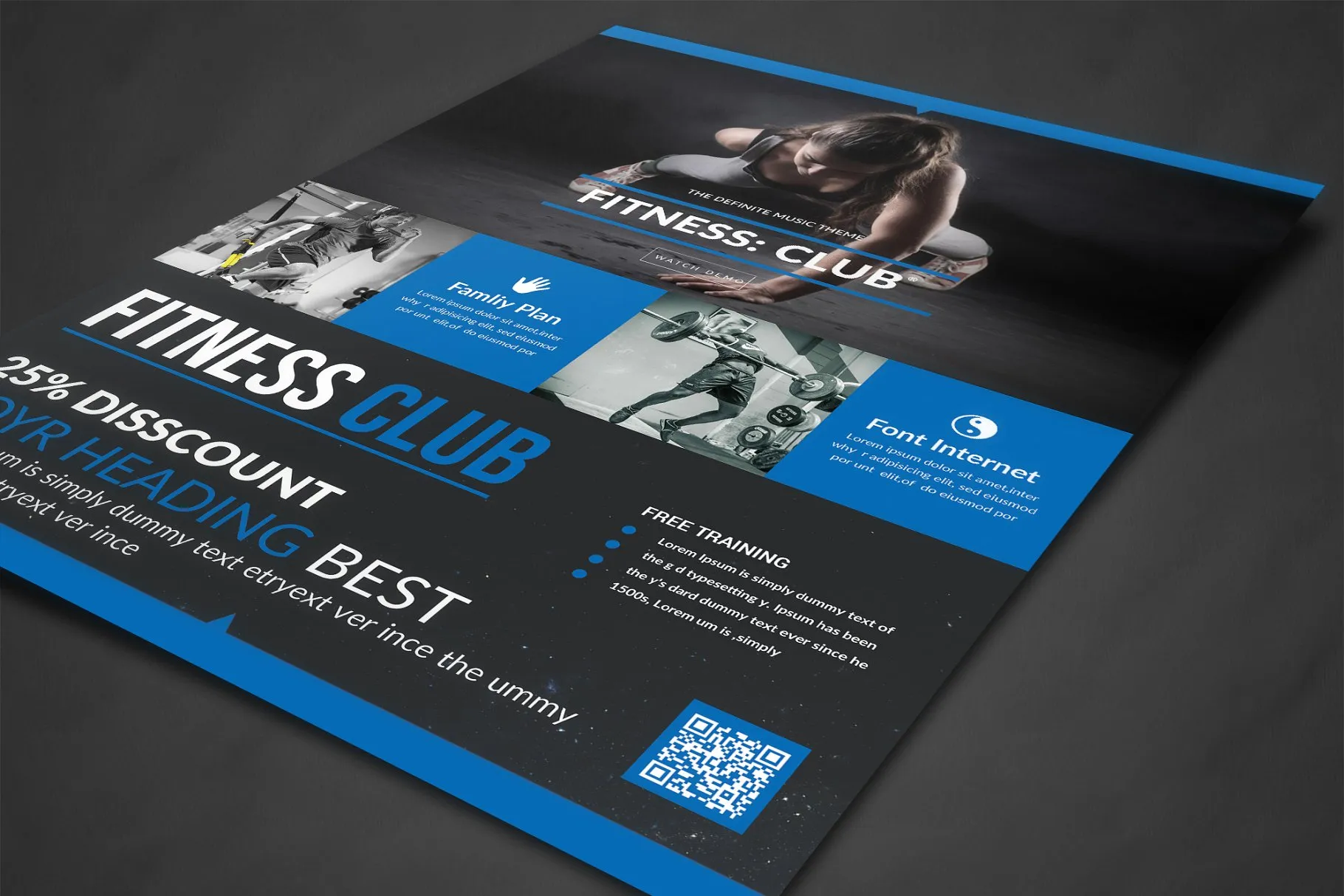 健身俱乐部宣传传单设计模板 Fitness Flyer插图(1)