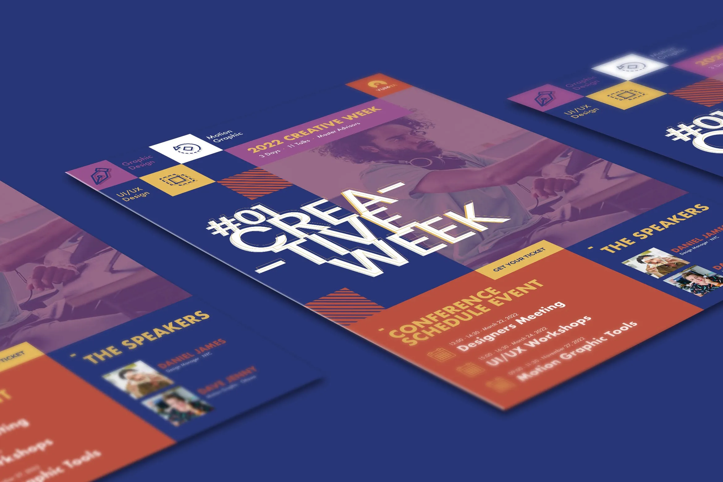 会议/讲座/论坛活动传单设计PSD模板 Conference Flyer PSD Template插图