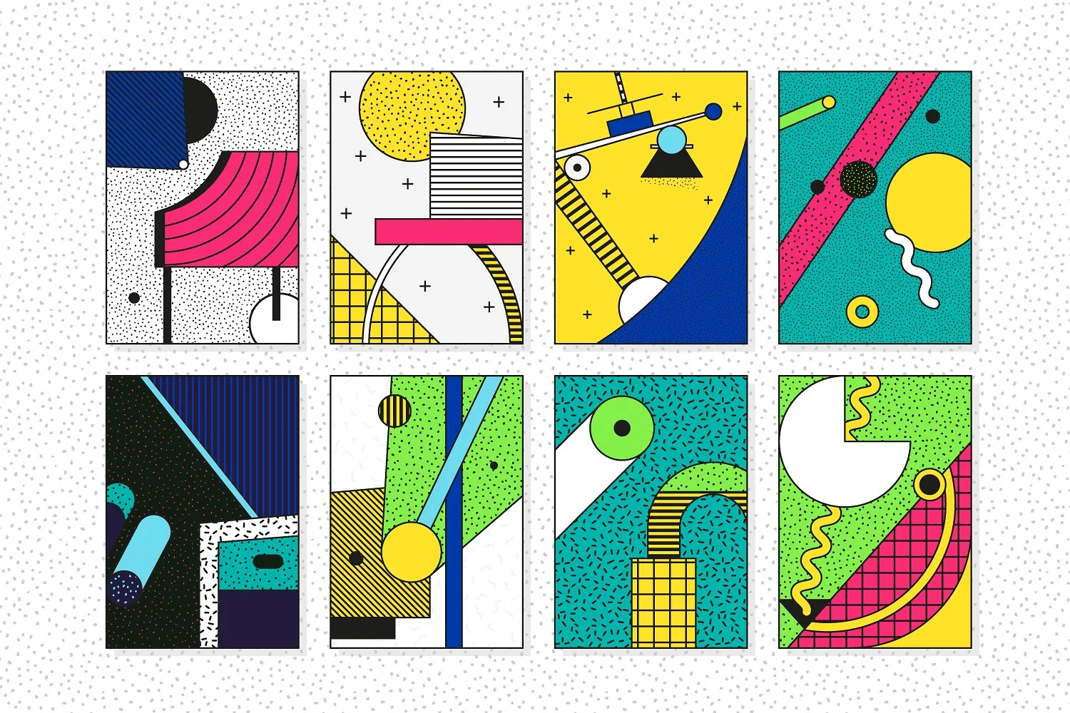 302幅手绘特色孟菲斯风格矢量插图+元素+模式下载插图(5)