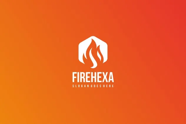 六边形火焰企业创意Logo设计模板 Fire Hexagon Logo插图(1)