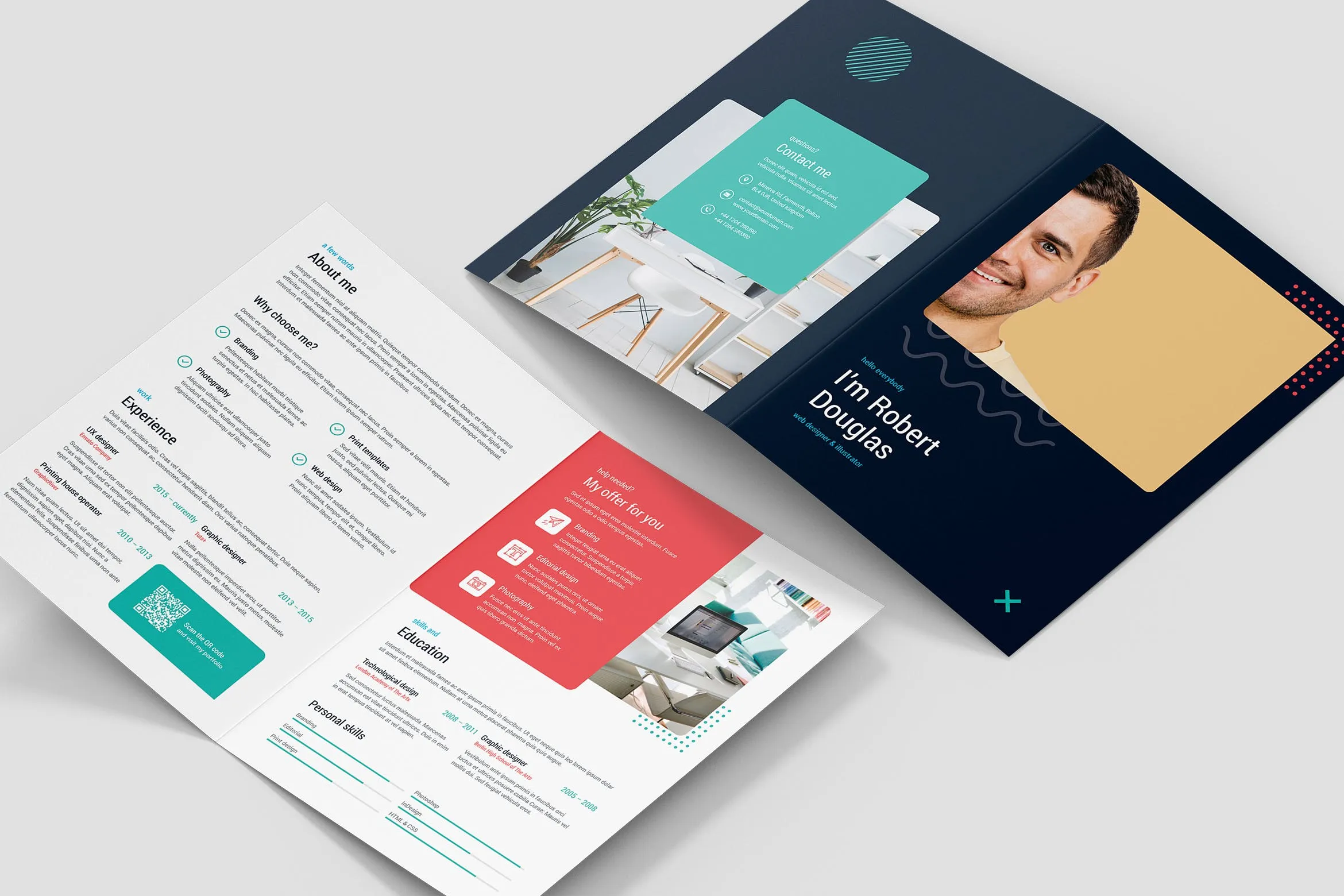 对折版式设计个人履历表设计模板 Brochure – Resume Bi-Fold插图