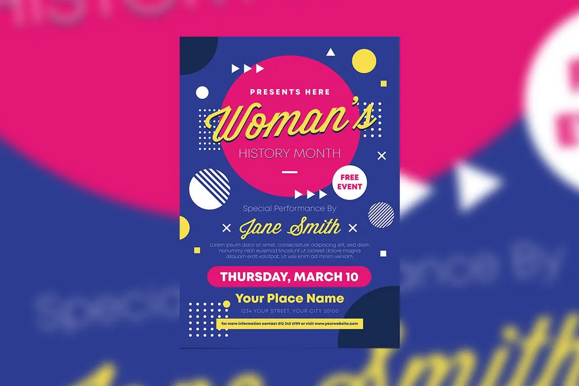 妇女节女性主题活动海报传单设计模板 Women’s History Month插图(1)