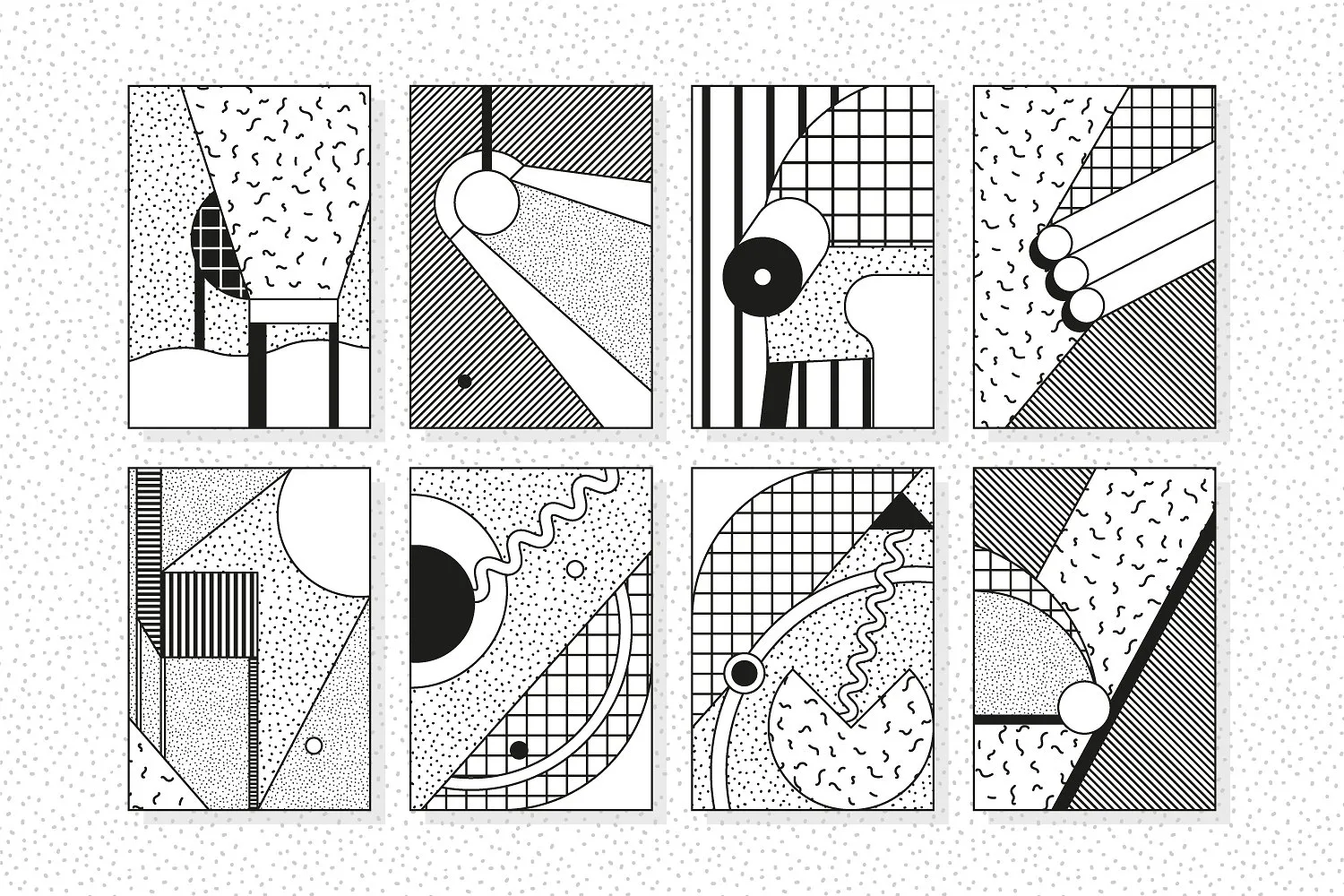302幅手绘特色孟菲斯风格矢量插图+元素+模式下载插图(10)