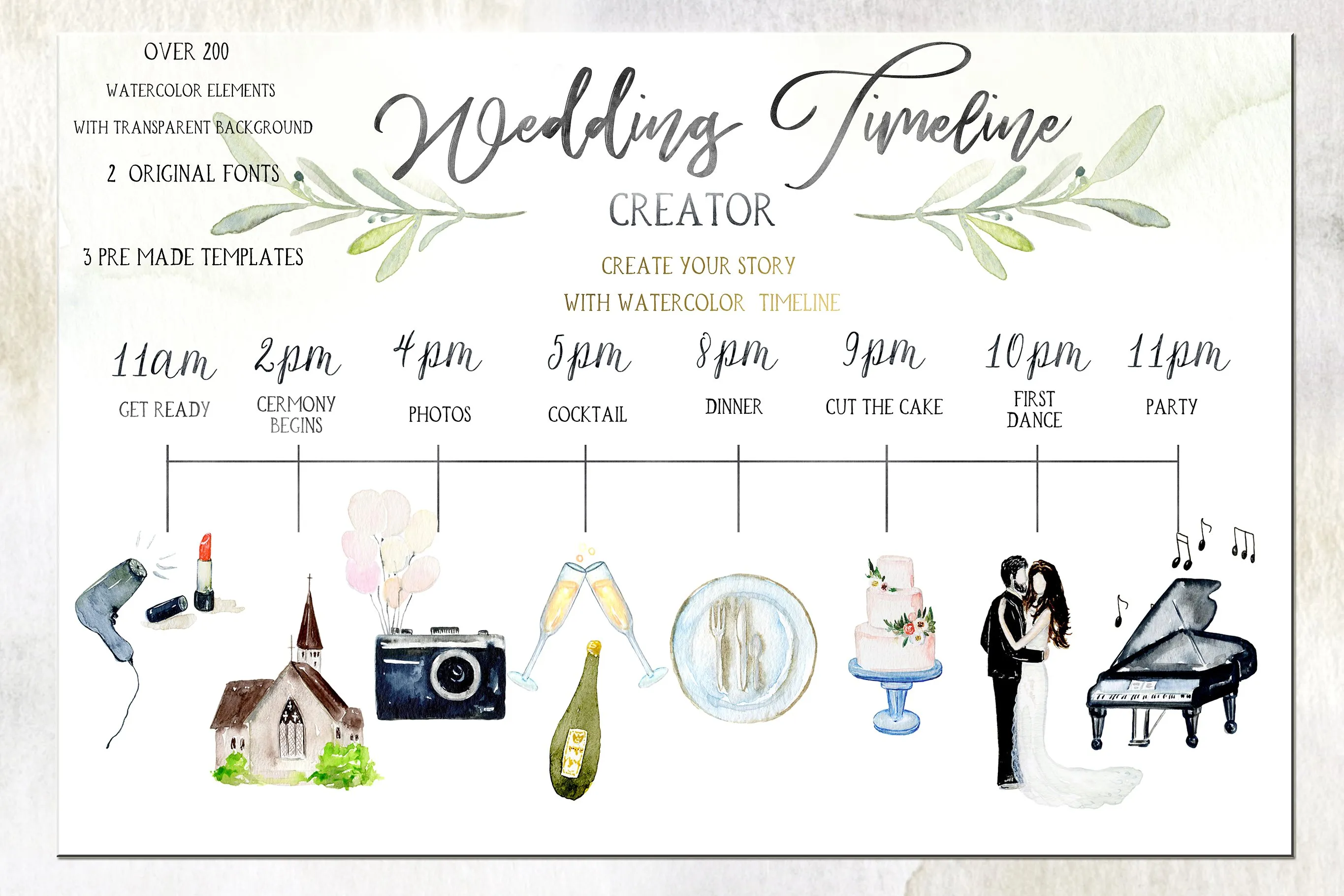 浪漫婚礼时间轴&故事设计素材 Wedding timeline & story creator插图(2)